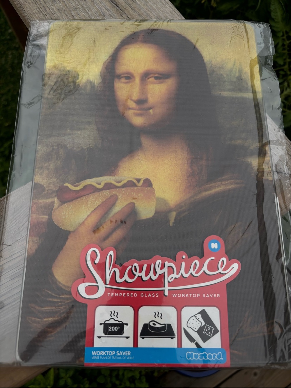 Hilarious Mona Lisa Hot
Dog Glass Worktop Saver / Cutting Board - BRAND NEW